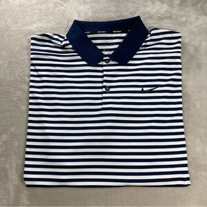 Nike Dry Victory Golf Polo Shirt Striped White Blue Men's Sz 2XL